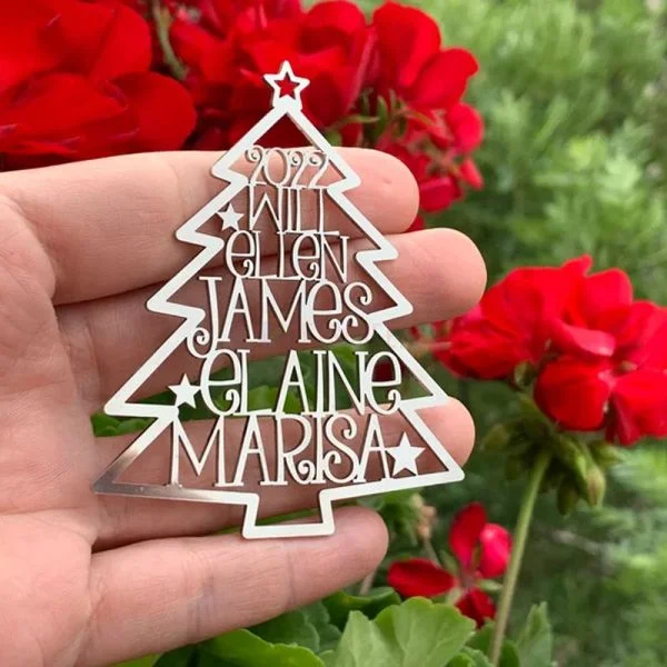 Christmas Tree Family Ornament Personalized 5 Names Christmas Ornament