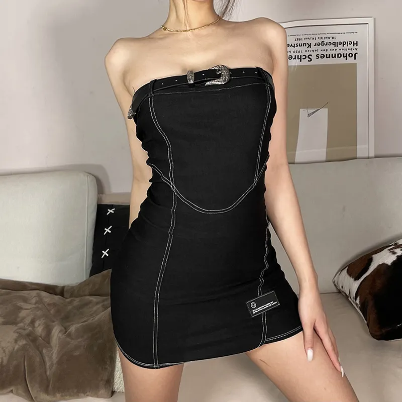 Churchf 2022 Trend New Summer Women's Sexy Breast-Skin Buckle Fashion High-Waisted Body-Bossed Half-Dressed Skirt