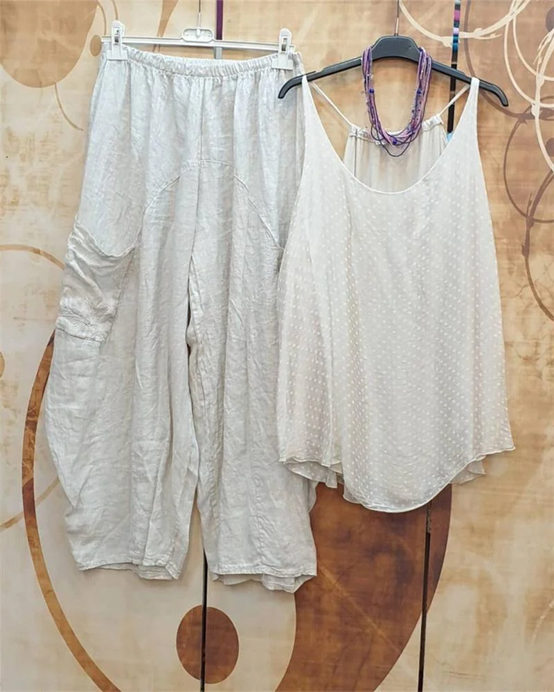 Solid Color Casual Two-piece Slip Suits