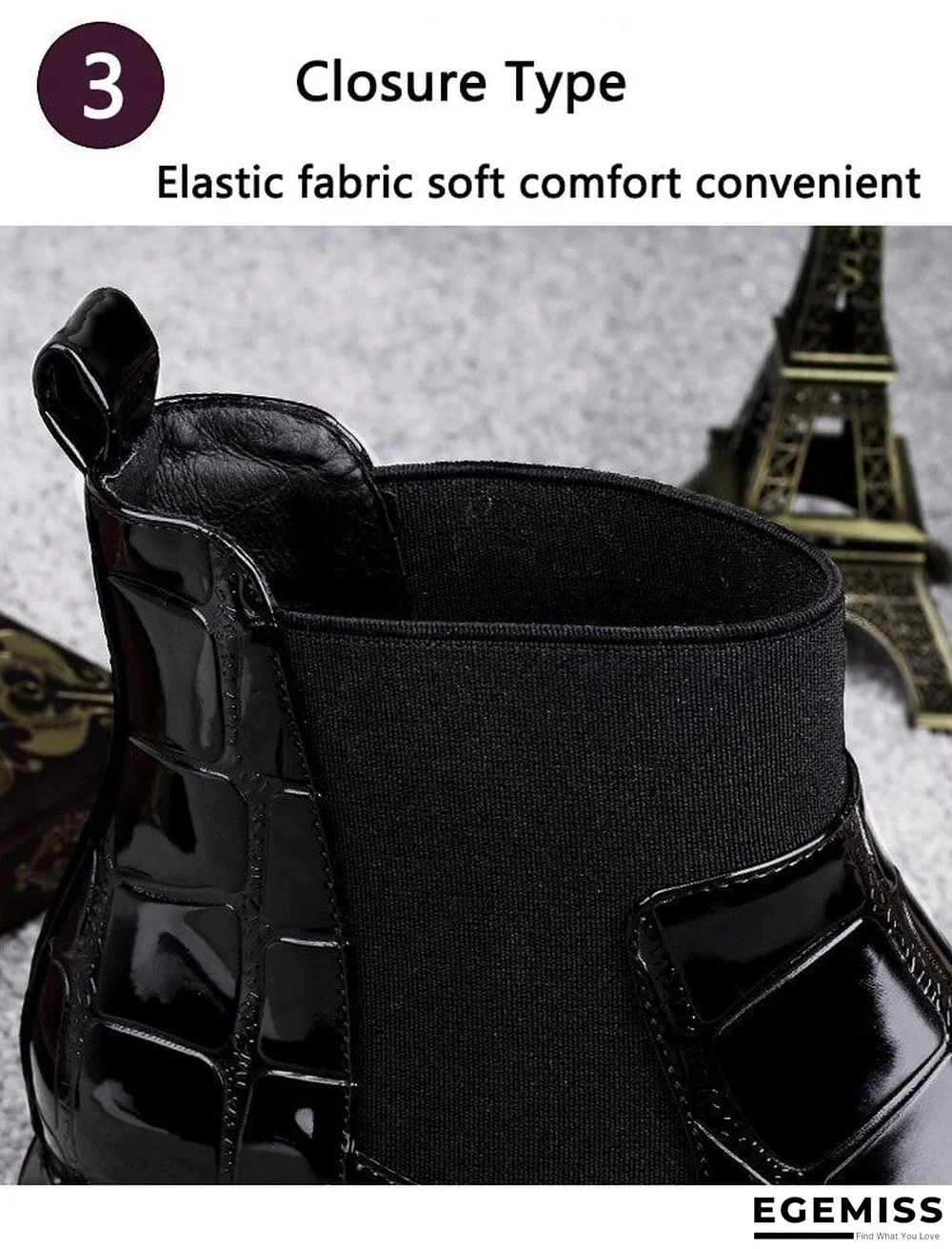 Chic Women Boots Shiny PU Leather Autumn Winter Shoes Woman Spuare Toe Block Heels Ankle Boots | EGEMISS