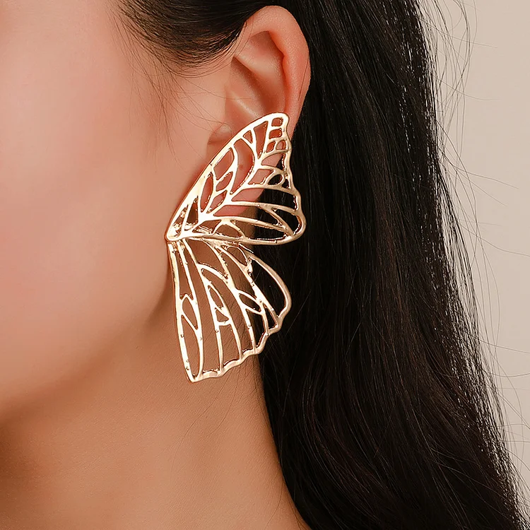 Daily Gold Hollow Butterfly Wing Earrings