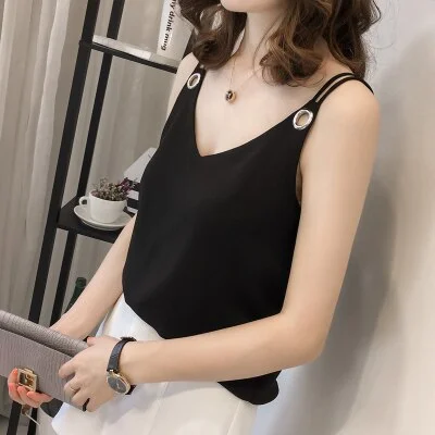 Women's Tops Chiffon Blouse Shirt Fashion Womens Tops And Blouses 2023  Sleeveless Summer Tops Blusas Femininas A673
