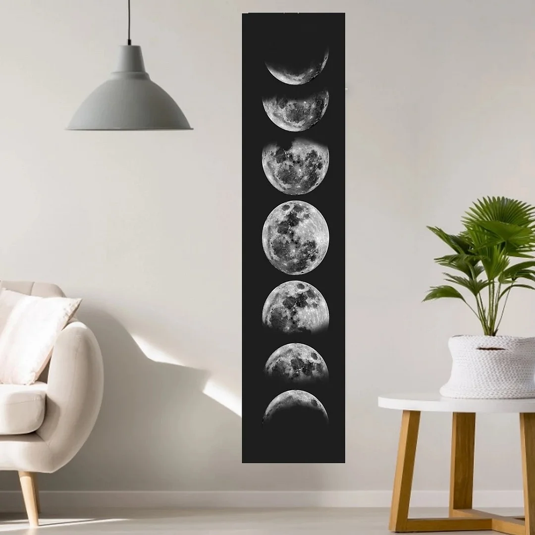 Psychedelic Moon Phase Tapestry Black Galaxy Night Sky Wall Hanging Moon phase Throw Blanket Home Decor Wall Hanging tapestry