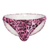 Men's Sexy Low Rise U-Shaped Leopard Print Nylon Bikini Briefs