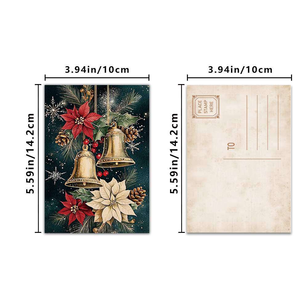 Tegooe 32PCS Vintage Christmas Postcards Set - Green Retro Holiday Collection