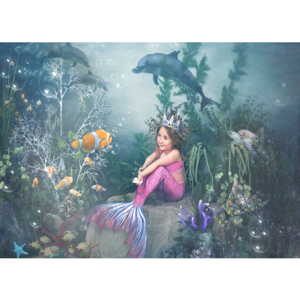 

40*30CM - Round Drill Diamond Painting - Undersea Fish Tail Girl, 501 Original