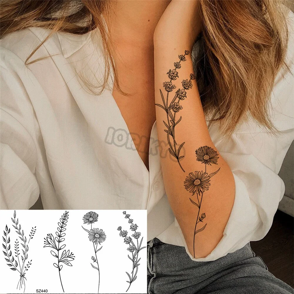 Minimalist Polar Bear Small Temporary Tattoos For Women Men Realistic Dandelion Hummingbird Fake Tattoo Sticker Forearm Tatoos