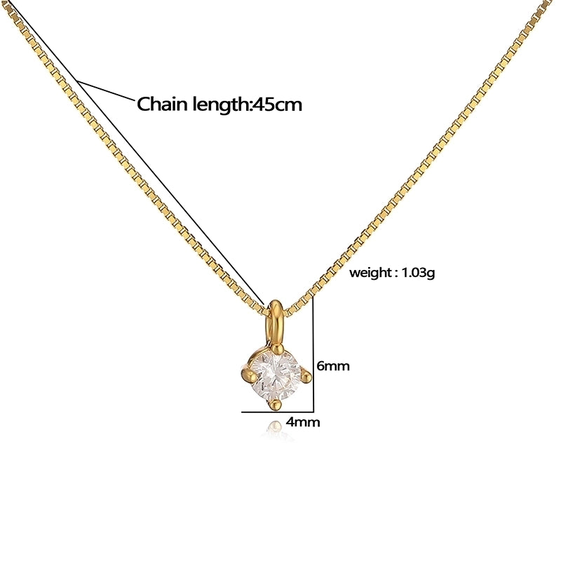 925 Sterling Silver Plated Zircon Round Pendant Necklace