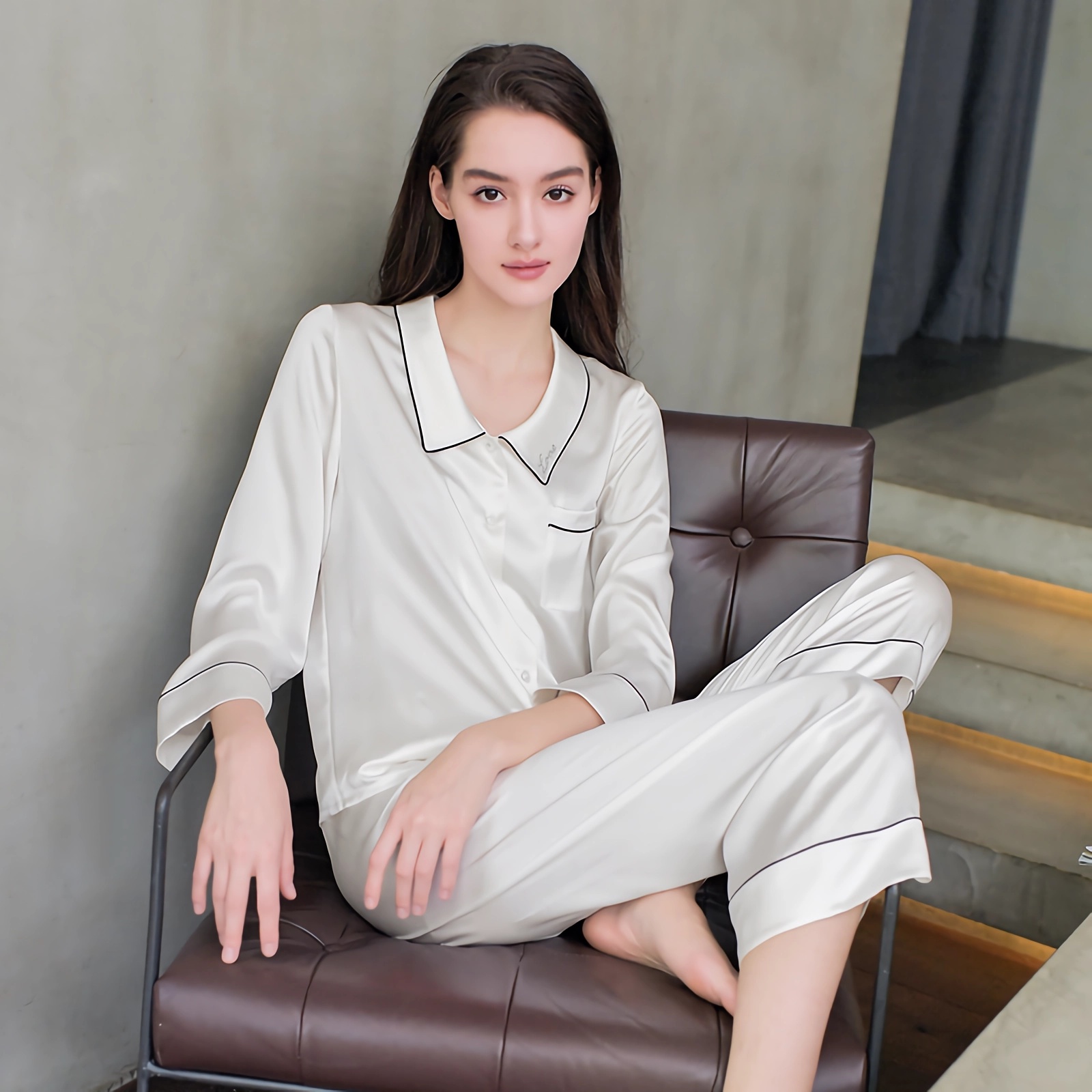 Womens Silk Pajamas With Rhinestones REAL SILK LIFE