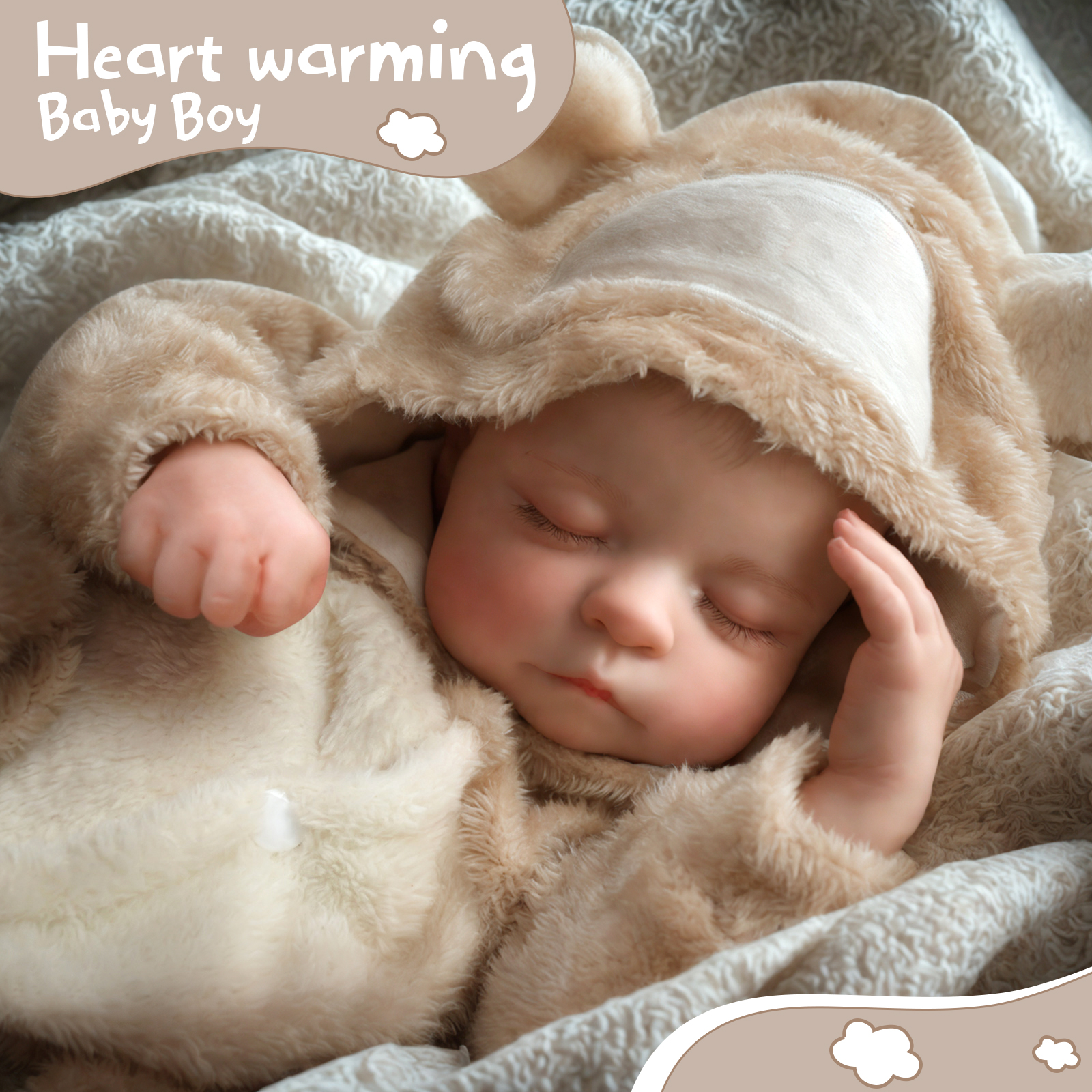 [Ships Within 24 Hours] Babeside Sleeping Reborn Baby Noah 20'' Little Infant Boy Best Gift for Kids Sleeping Plush Suit Boy-Vinyl Body