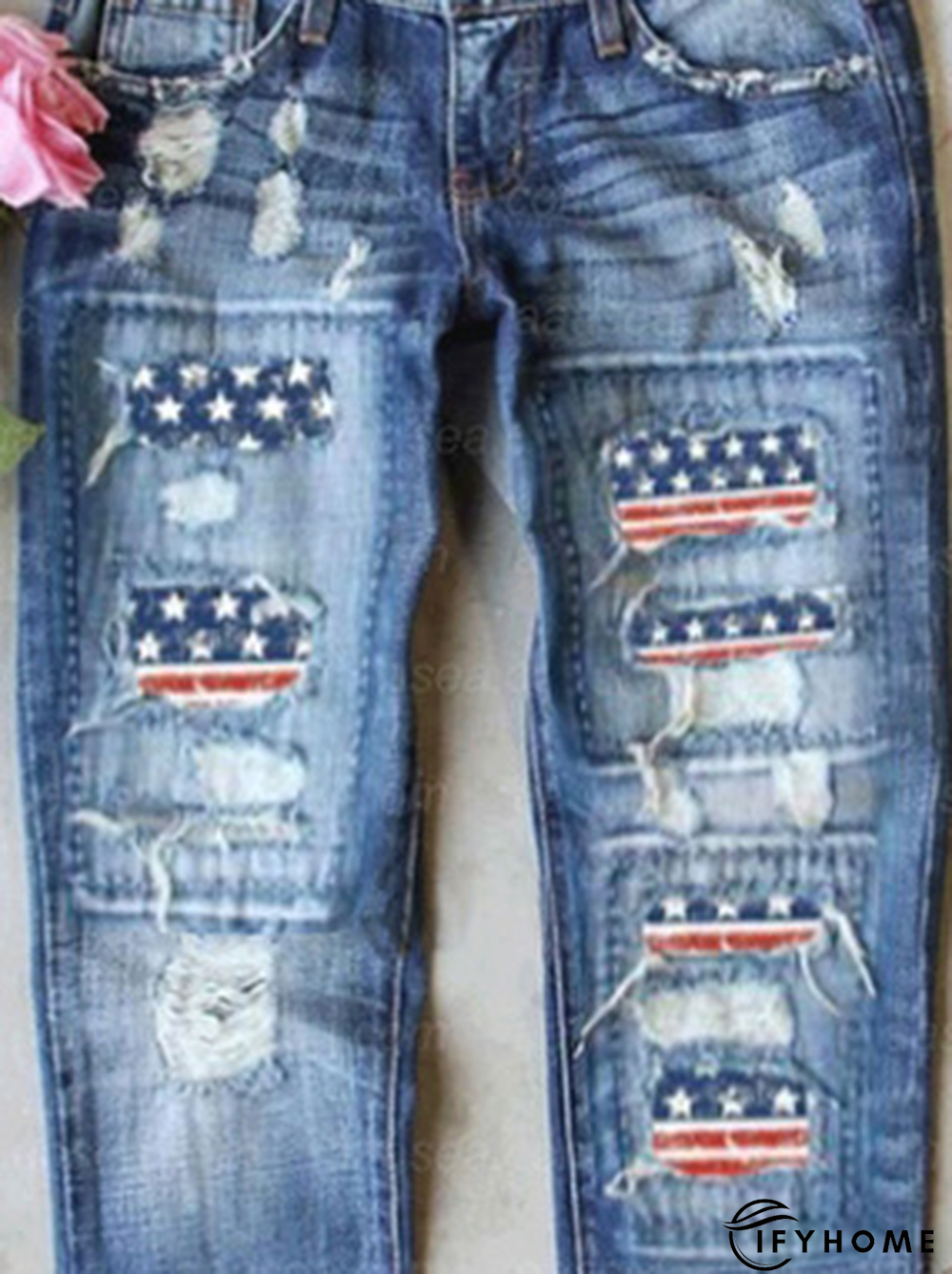 Cotton Flag Pockets Regular Fit Denim&jeans | IFYHOME