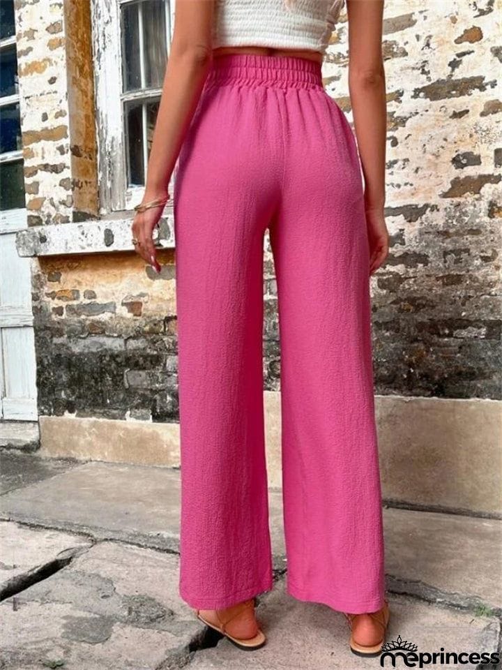 Ladies Stylish New High-rise Solid Casual Pants
