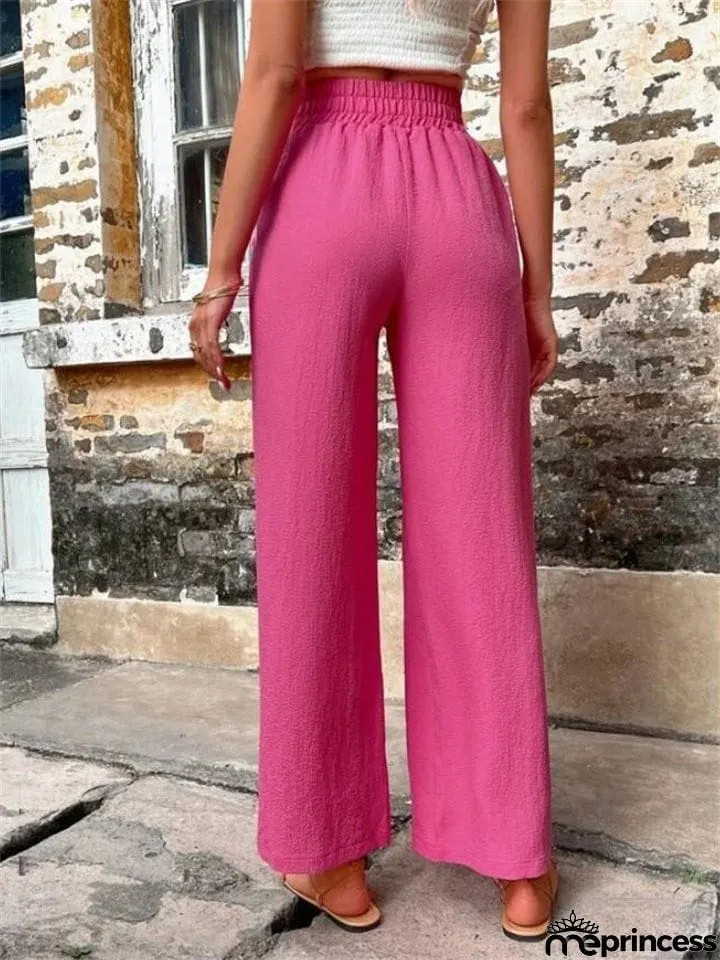 Ladies Stylish New High-rise Solid Casual Pants