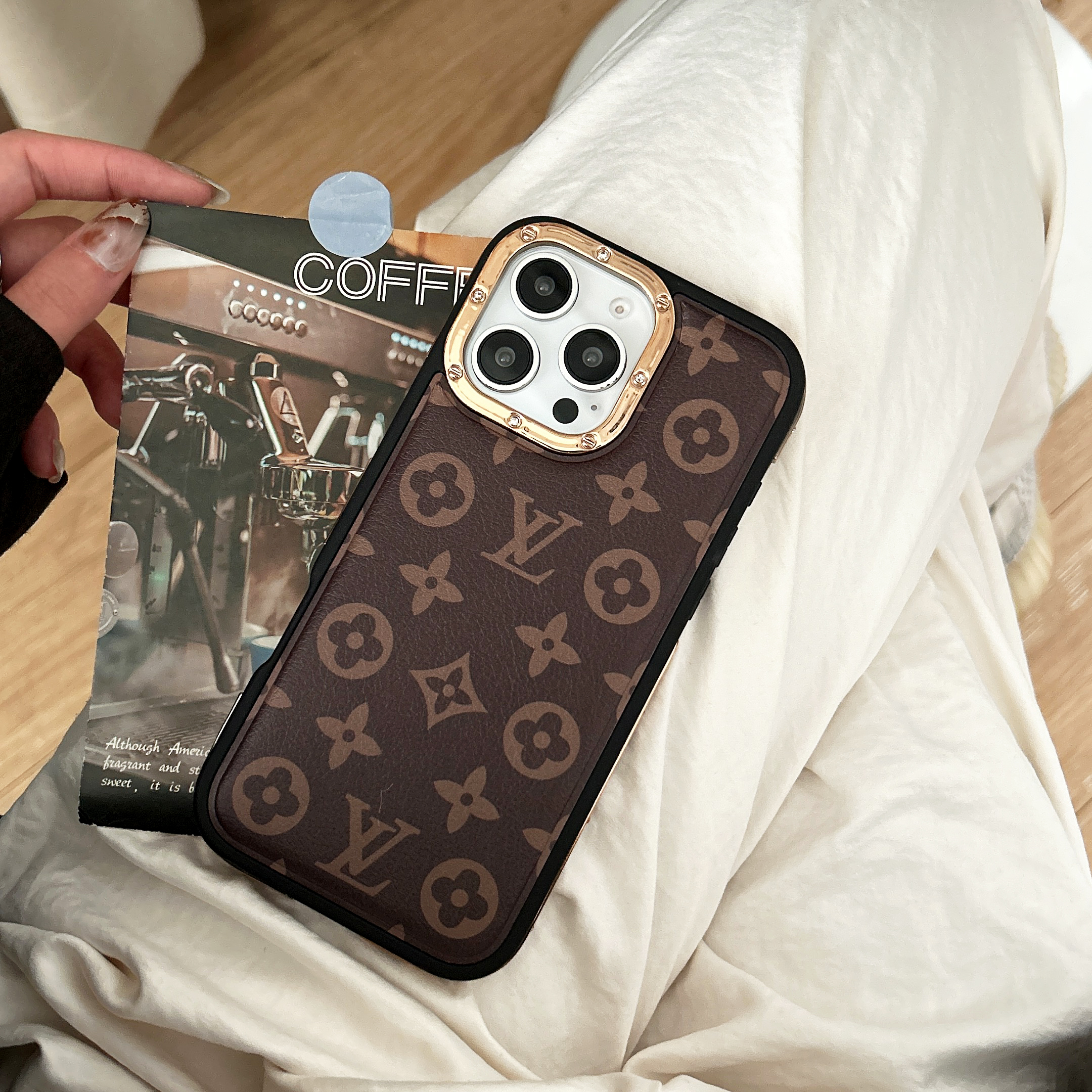 Classic Louis Vuitton Monogram Canvas and Leather Drop Protection Phone Case