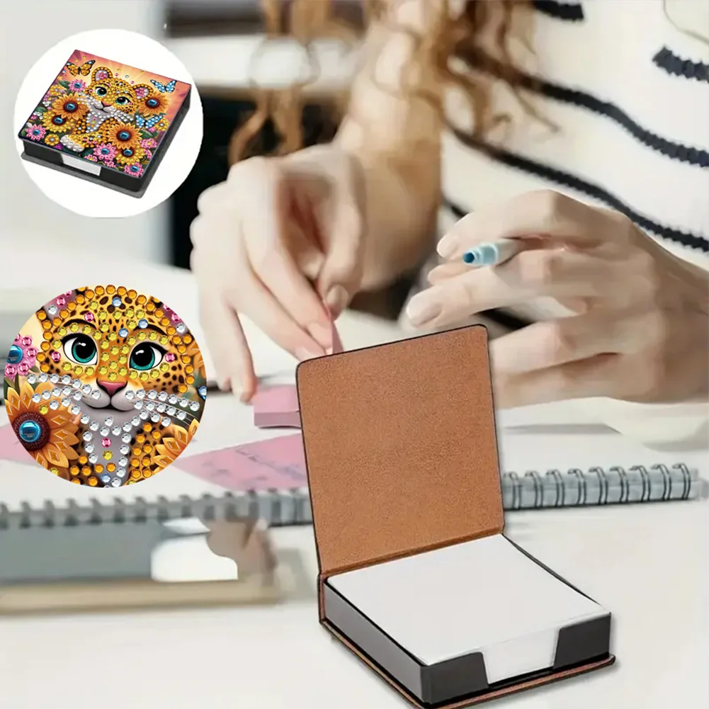 5D DIY PU Gem Painting Memo Pad Holder with 160 Sheets Paper (Sunflower)