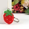 Full Bead Embroidery Keychain Strawberry Printed Craft Gifts(3.5x4.5cm)