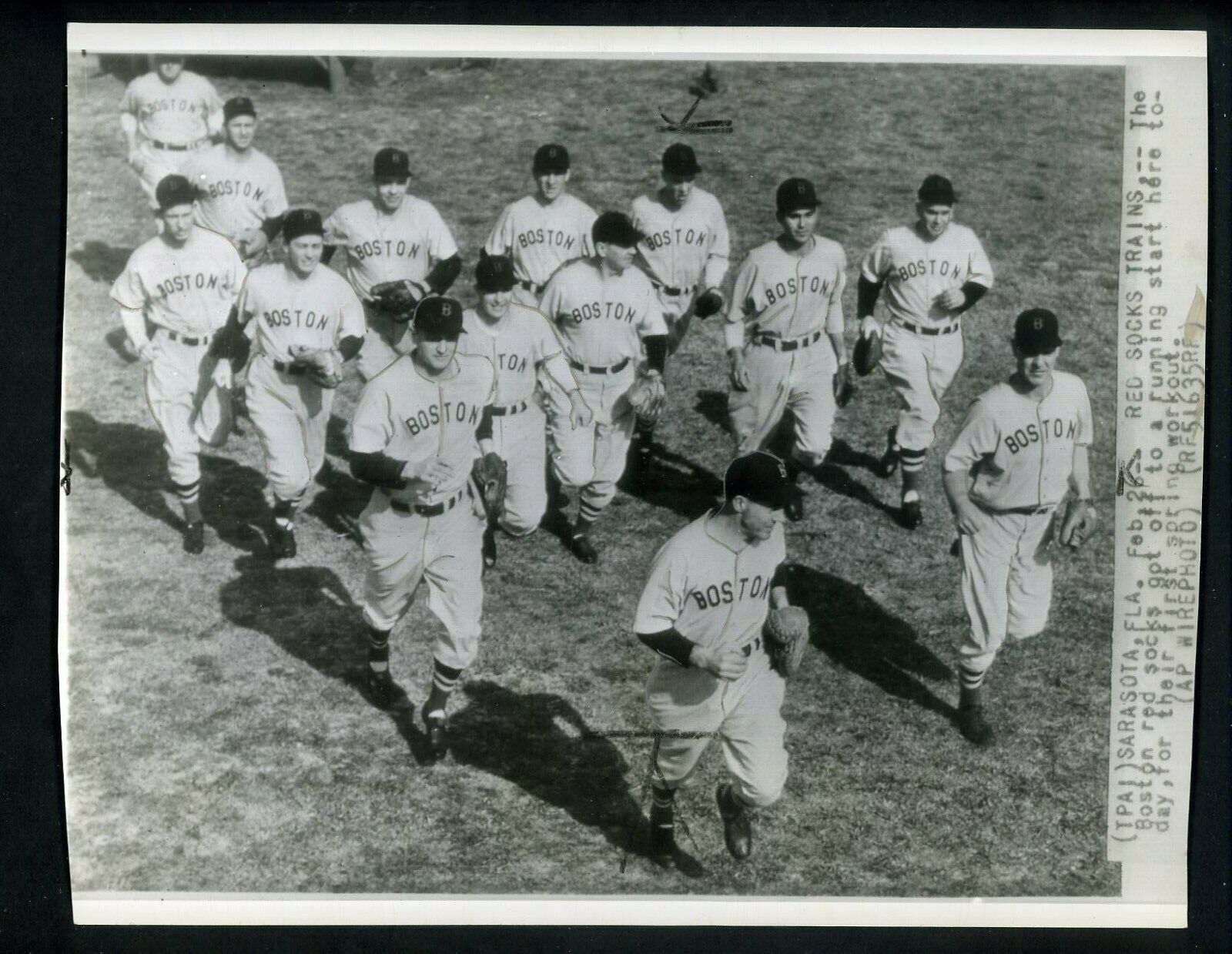 Boston Red Sox players start Spring training Sarsota 1942 Press Photo Poster painting