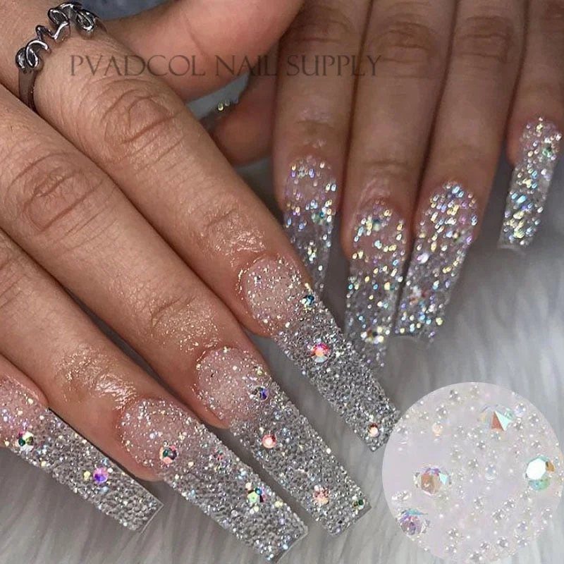 Glitter Pixie Nails Crystal Micro Beads Multicolor AB 3D Nail Art Rhinestone Decorations Manicure Accessories