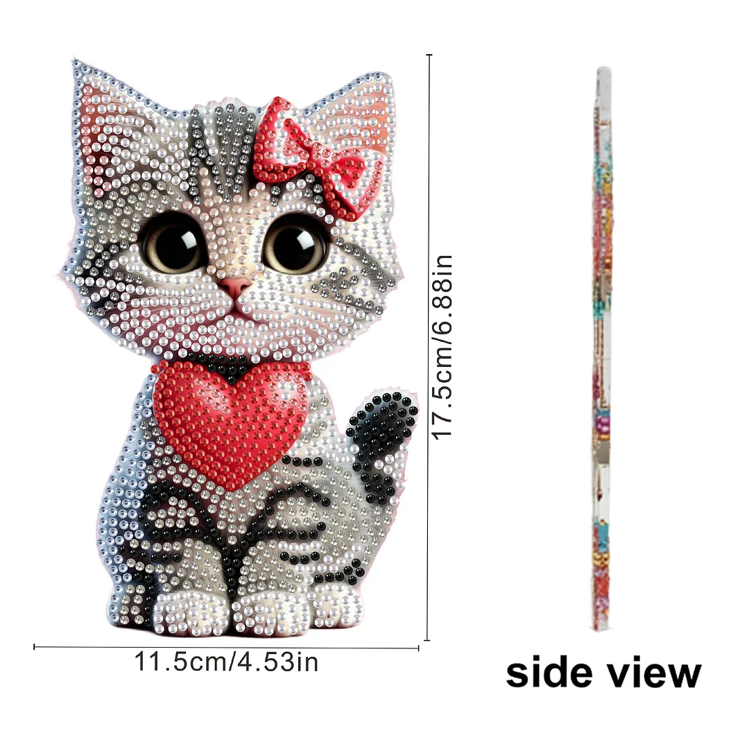 2D Flat DIY Cat Acrylic Shaking Head Diamond Painting Tabletop Ornaments Kit