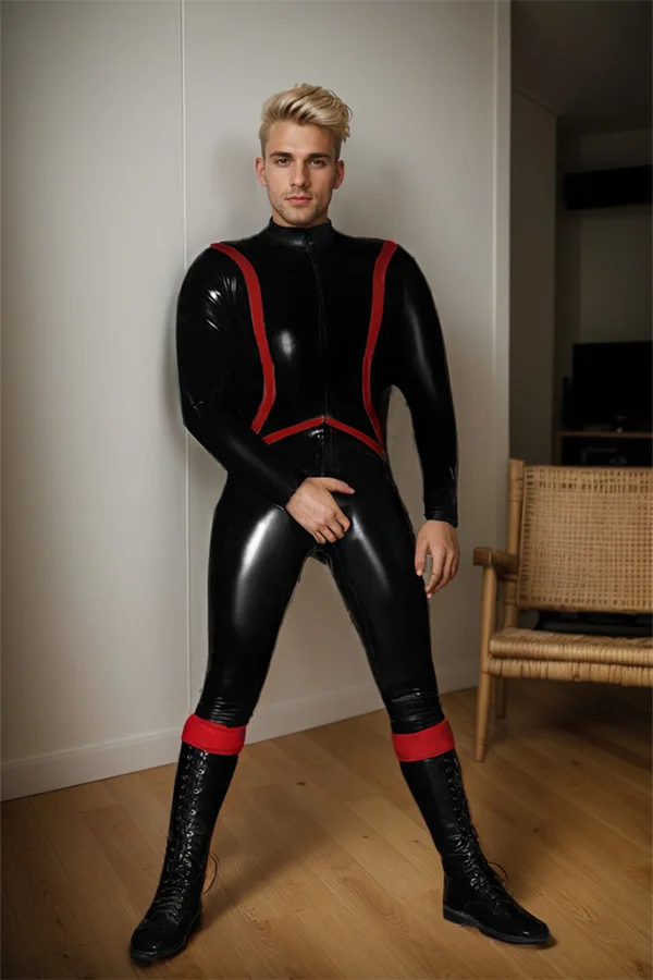 Man Latex Catsuits Men's Balavan Front Zipper Latex Catsuit