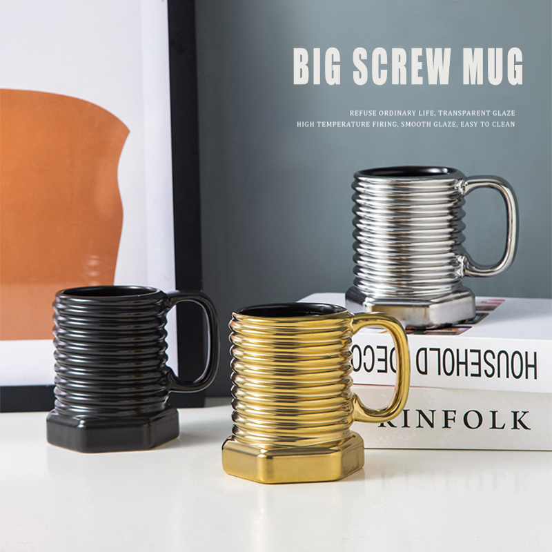 3D Ceramic Cool Cup Coffee Mug - Screw Cap Shape Durable Mug