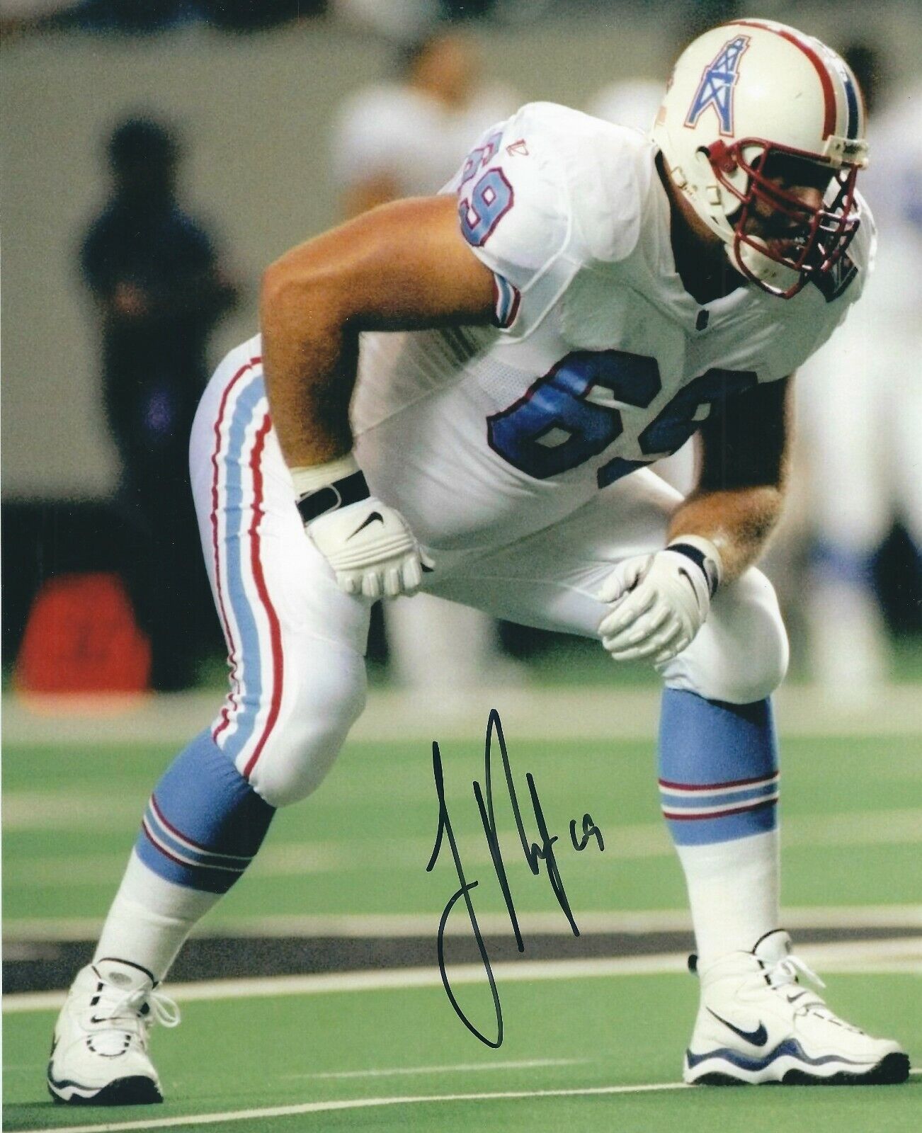 Signed 8x10 JON RUNYAN Houston Oilers Autographed Photo Poster painting - w/COA