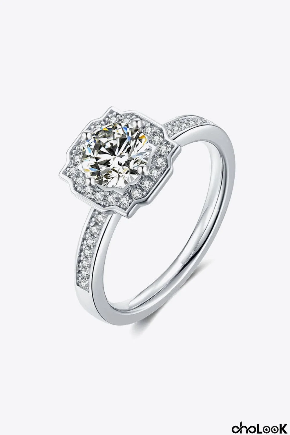 1 Carat Moissanite Platinum-Plated Ring