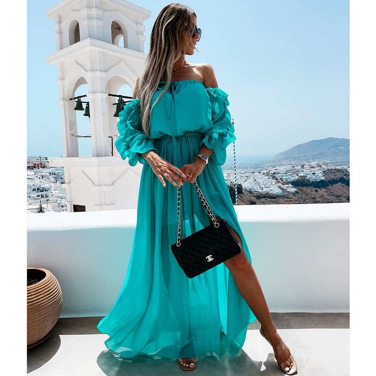 Open Shoulder Loose Casual Dress