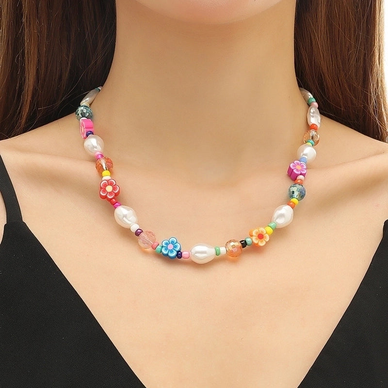 Sweet Cartoon Artificial Pearl Soft Clay Beaded Women's Necklace2