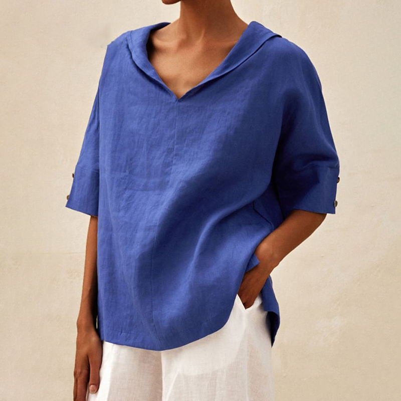 Comstylish Women's Casual Linen V-Neck Shirt