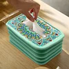 Acrylic Flower Diamond Painting Paper Towel Dispenser Decor Tissue Box Kit