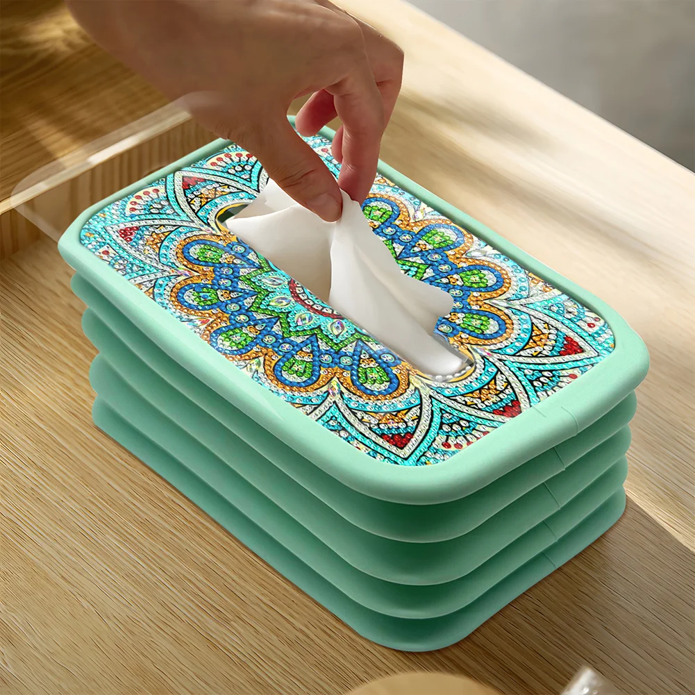 DIY Acrylic Mandala Flower Diamond Painting Paper Towel Dispenser Decor for Beginners
