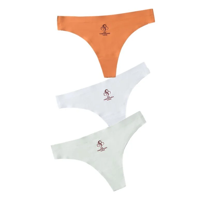 3pcs Women Thongs & G Strings Sexy Low-Rise Seamless Panties Ultra Thin Solid Thong Woman Invisible Plus Size Underwear Lingerie
