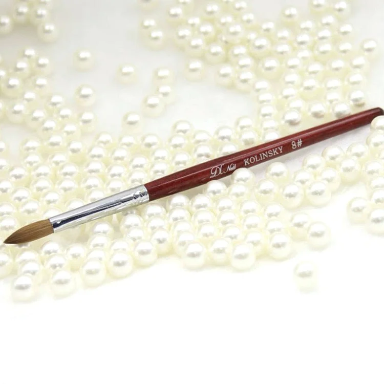 Kolinsky Sable Acrylic Nail Brush for Powder Manicure Flat Wood Handle Gel Builder Brushes Liquid Glitter Drawing Pen Nail Tools-Nail Inspo