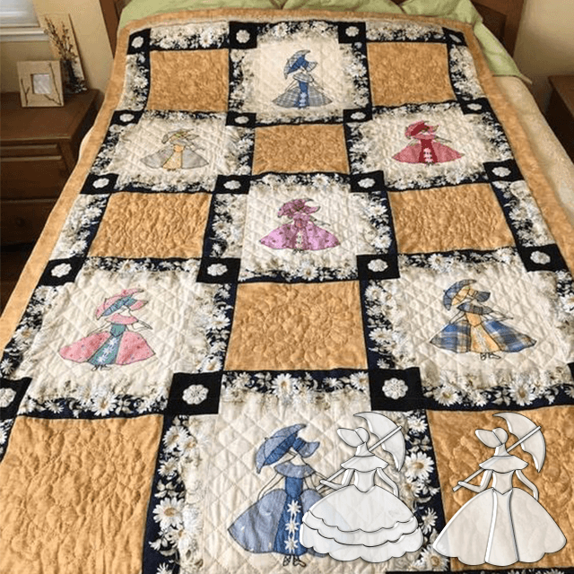 Vintage Sun Bonnet Sue Quilt Template Set(A+B Style)-With Instructions