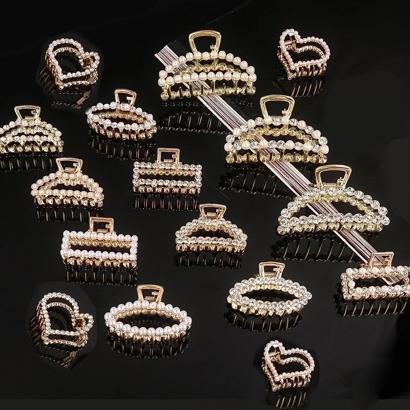 Minimalist Solid Color Alloy Inlay Rhinestones Hair Claws 1 Piece