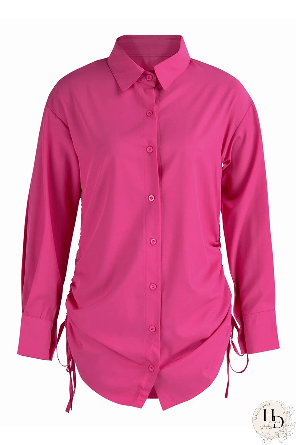 Yellow Fashion Casual Solid Bandage Hollowed Out Turndown Collar Shirt Dress