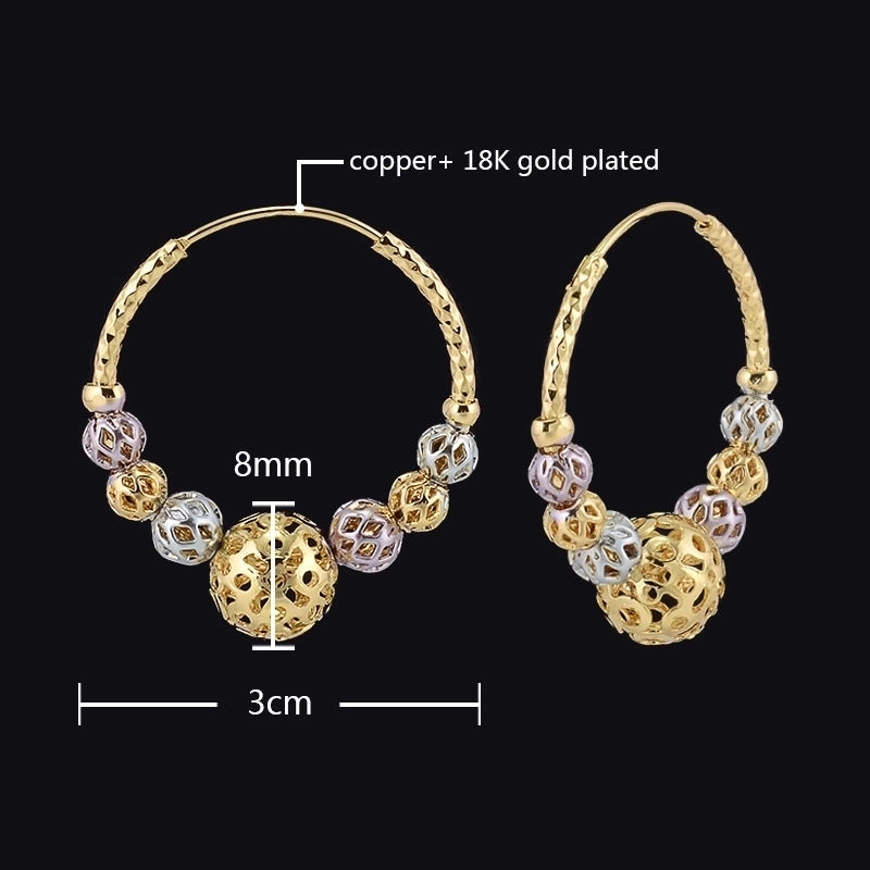 Brass 18K Gold Plated Hollow Out Geometric Earrings