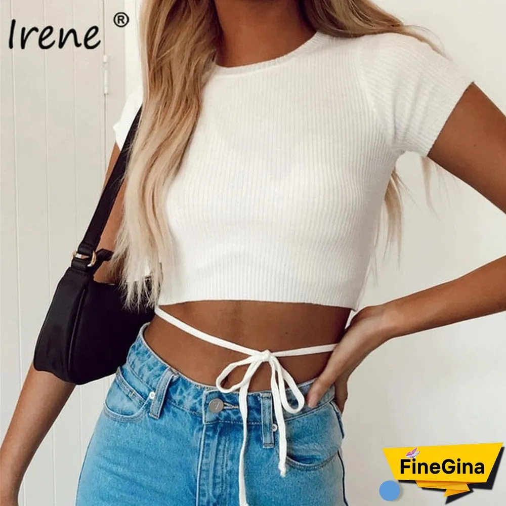 O Neck Long Sleeve Shirt Women Ribbed Sexy Cropped Tops  Spring Black Casual Skinny Slim Basic Woman T Shirts White