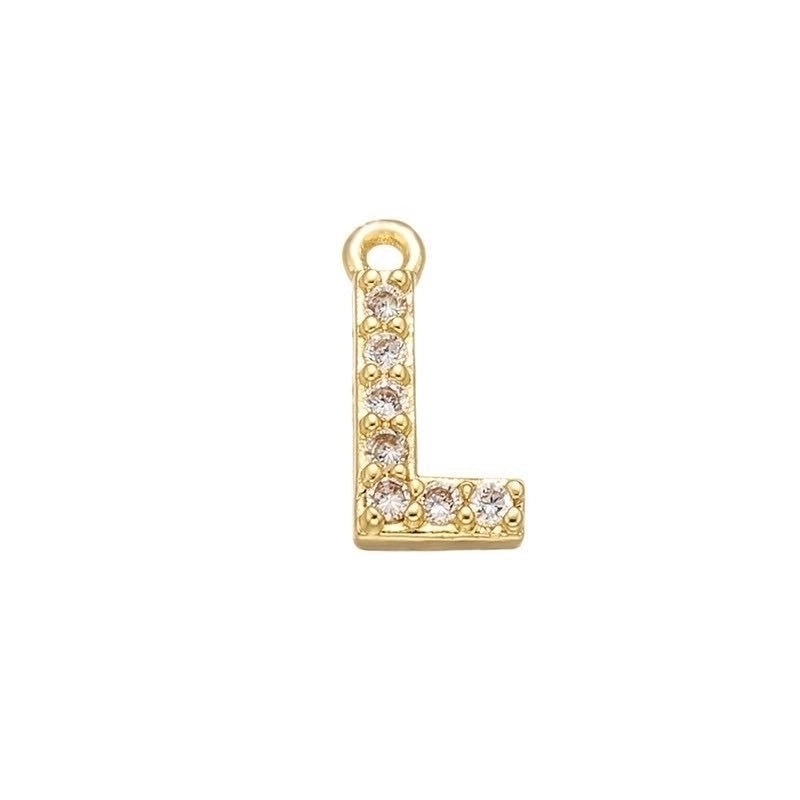 1 Piece 925 Sterling Silver Zircon 22K Gold Plated Rhodium Plated Letter Pendant Charms