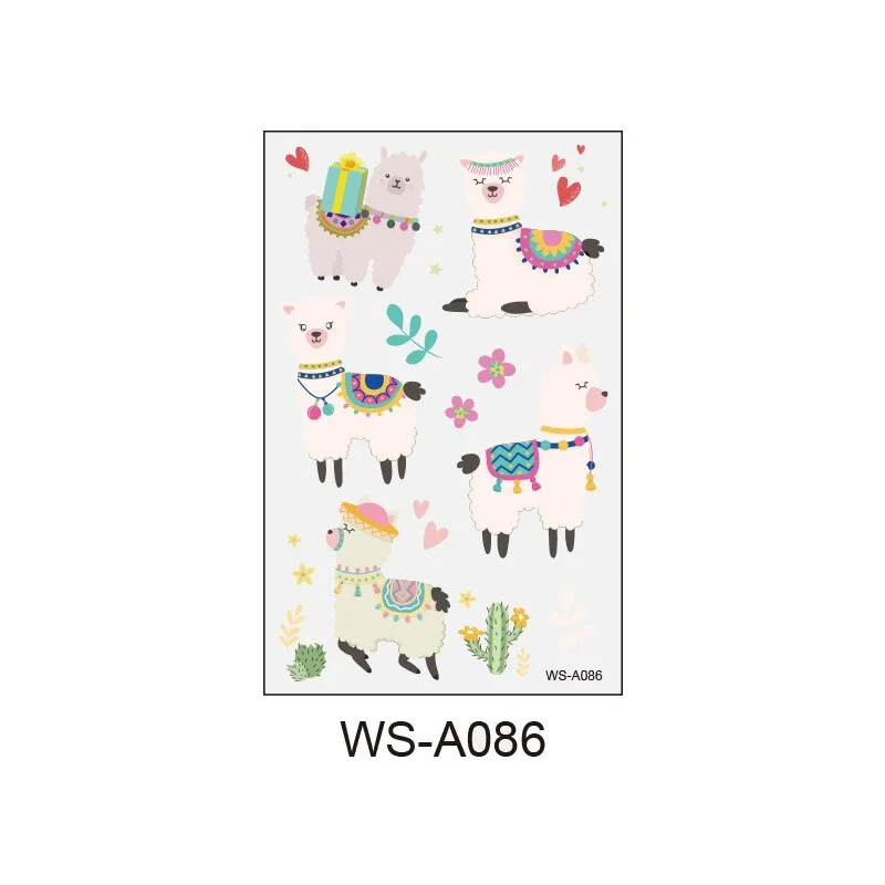 Alpaca Tattoo Stickers Fake Tattoos Paste on Face Arm Leg for Cute Kids Body Art Sticker