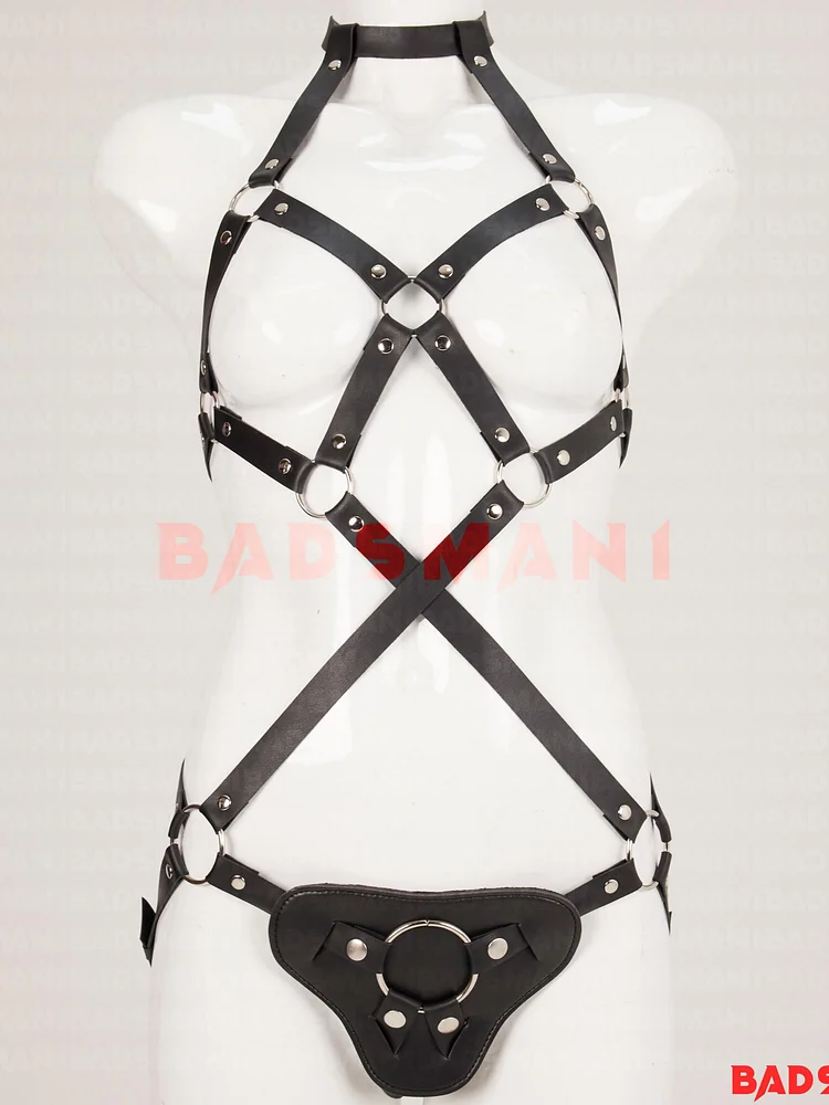 pornhint Pornhint Full Body Leather Harness Lingerie, Leather Strapon Harness, Pegging Harness, Strap on Belt, Cage Body Harness, Chest Harness, leather harness women