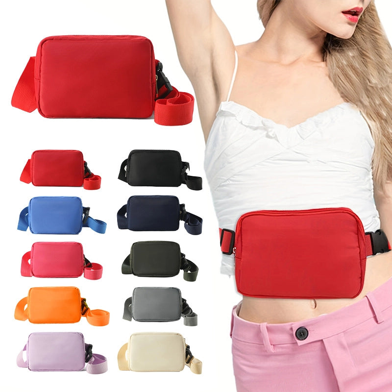Unisex Basic Solid Color Nylon Waist Bags