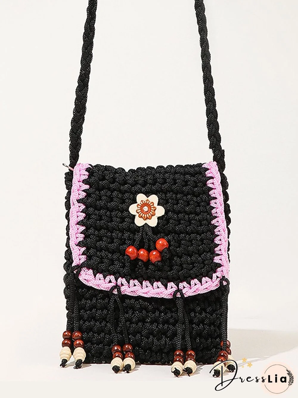 Fringed Mini Beaded Hand Crochet Bag Woven Shoulder Bag Phone Bag