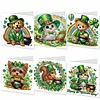 6PCS Diamond Painting St. Patrick's Day Animal Greeting Cards Postcards with Envelopes