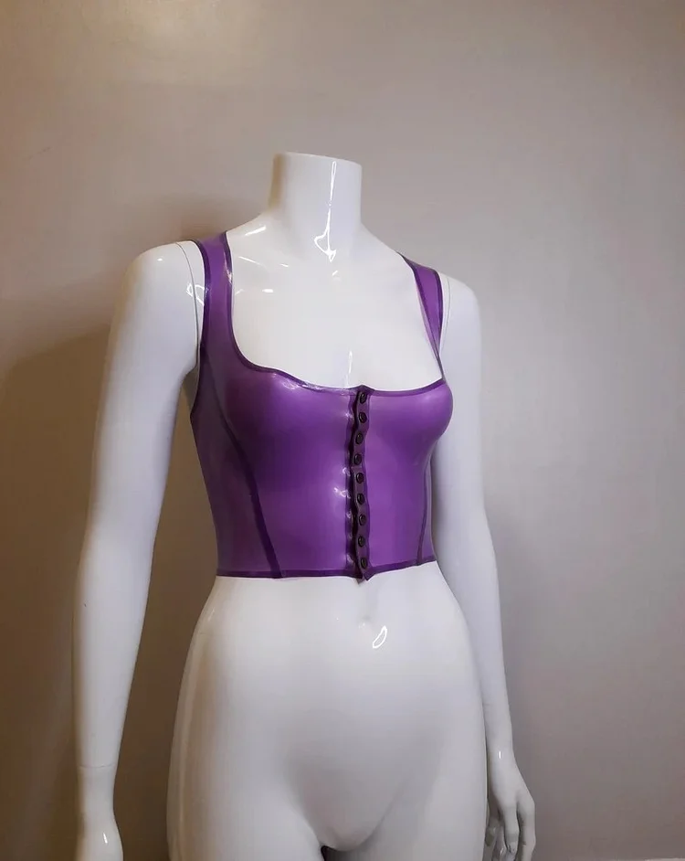Women's Latex Shirts Corset Crop Vivid Purple Avant-Garde