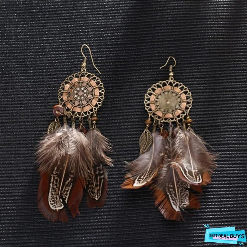 Bohemia Feather Tassels Earrings Accessories