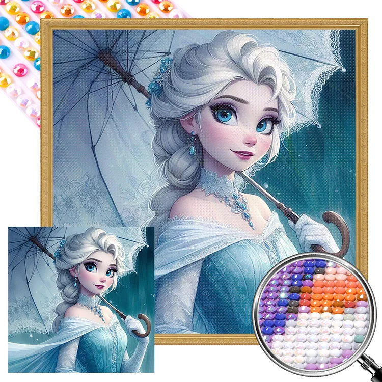 Elsa Holding An Umbrella 40*40CM (Canvas) Full AB Round Drill Diamond Painting gbfke