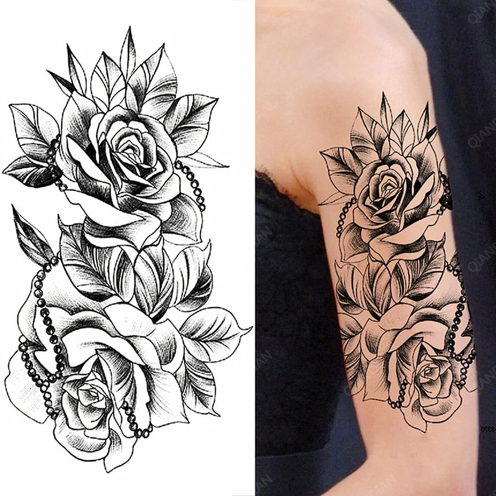 Arm Temporary Tattoo Tiger Flower Lion Rose Wing Wolf Mountain Dolphin Body Chest Leg Waterproof Sticker Tatoo Fashion Man Totem