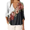 Camisa decote em V com estampa floral